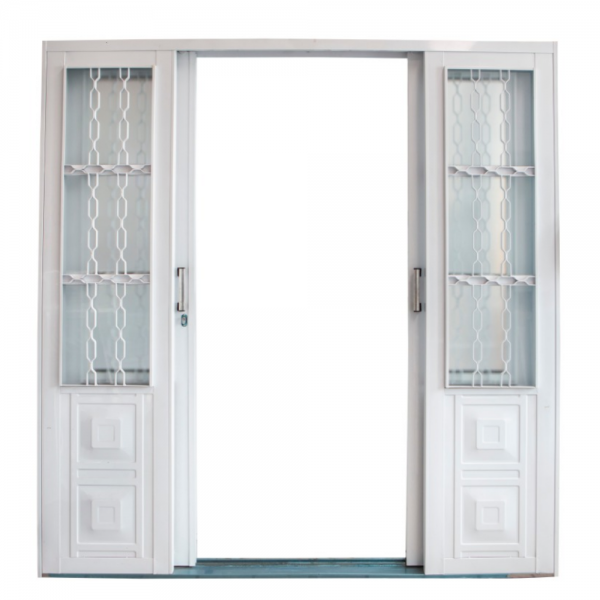 PORTA SOCIAL DE CORRE 4 FOLHAS-AÇO BRANCO GRADE ELO - Imagem 2