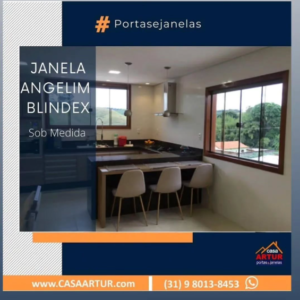 JANELA MADEIRA COM VIDRO TEMPERADO FUMÊ VERDE OU INCOLOR BLINDE