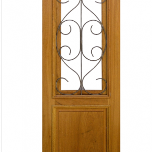 PORTA MADEIRA MACIÇA C/ GRADE DE FERRO