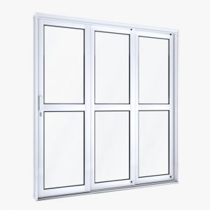 Porta de correr 3 folhas AÇO 210X150 ESQUERDA com vidro