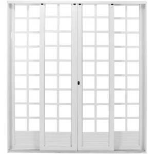 Porta De Aço Abertura Central De Correr 4 Folhas 215x200cm Branco